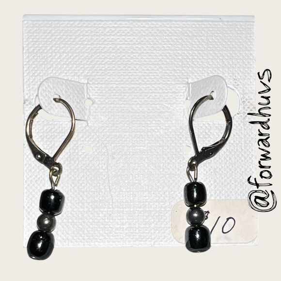 Bundle Sale 3 for $15 | Artisan Earrings – Black Beads with Metallic Accent - Picture 3 of 7